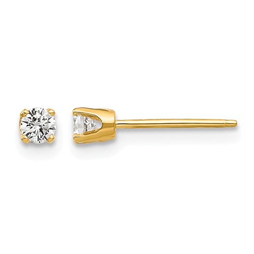 14K 2.75mm Yellow Gold Round CZ Stud Earrings