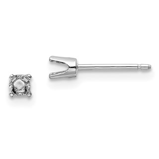 14k White Gold 2.75mm Round Stud Earring Mounting w/backs