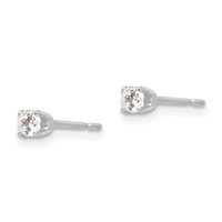 14K White Gold 2.75mm Round CZ Stud Earrings view 2