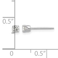 14K White Gold 2.75mm Round CZ Stud Earrings view 4