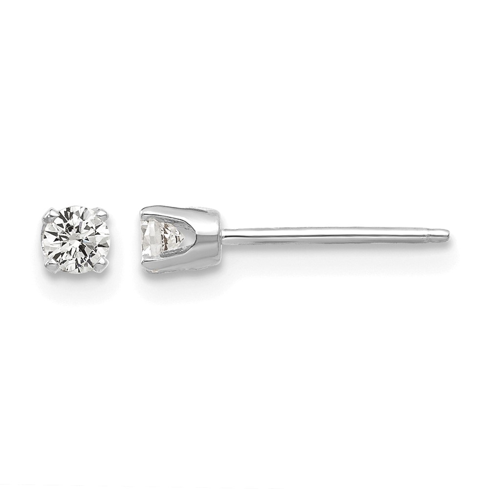 14K White Gold 2.75mm Round CZ Stud Earrings