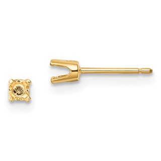 14k 3mm Round Stud Earring Mounting w/backs