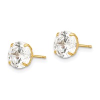 14K 7mm Yellow Gold Round CZ Post Earrings view 2