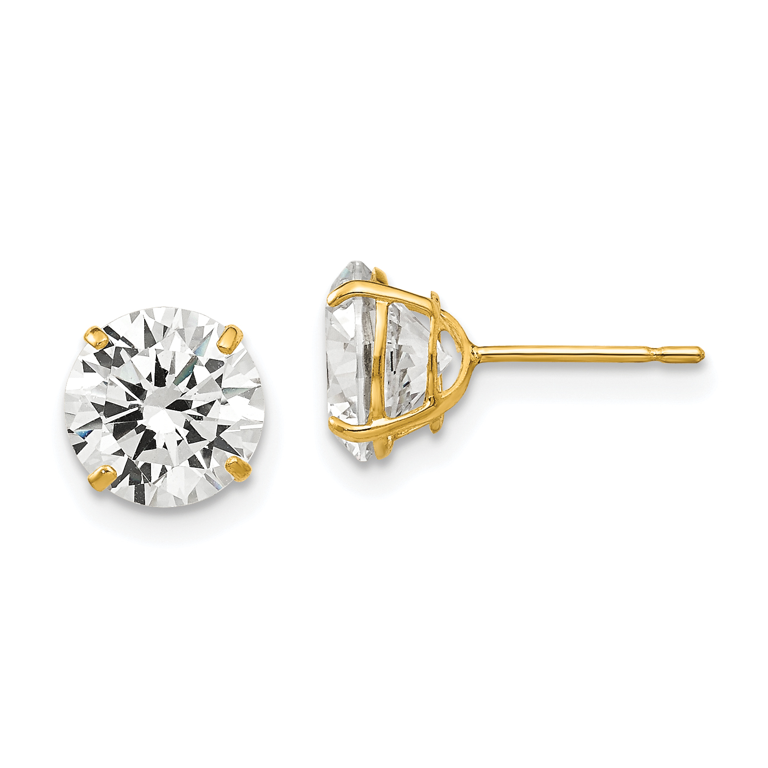 14k 7mm Round CZ Post Earrings (XD30CZ)