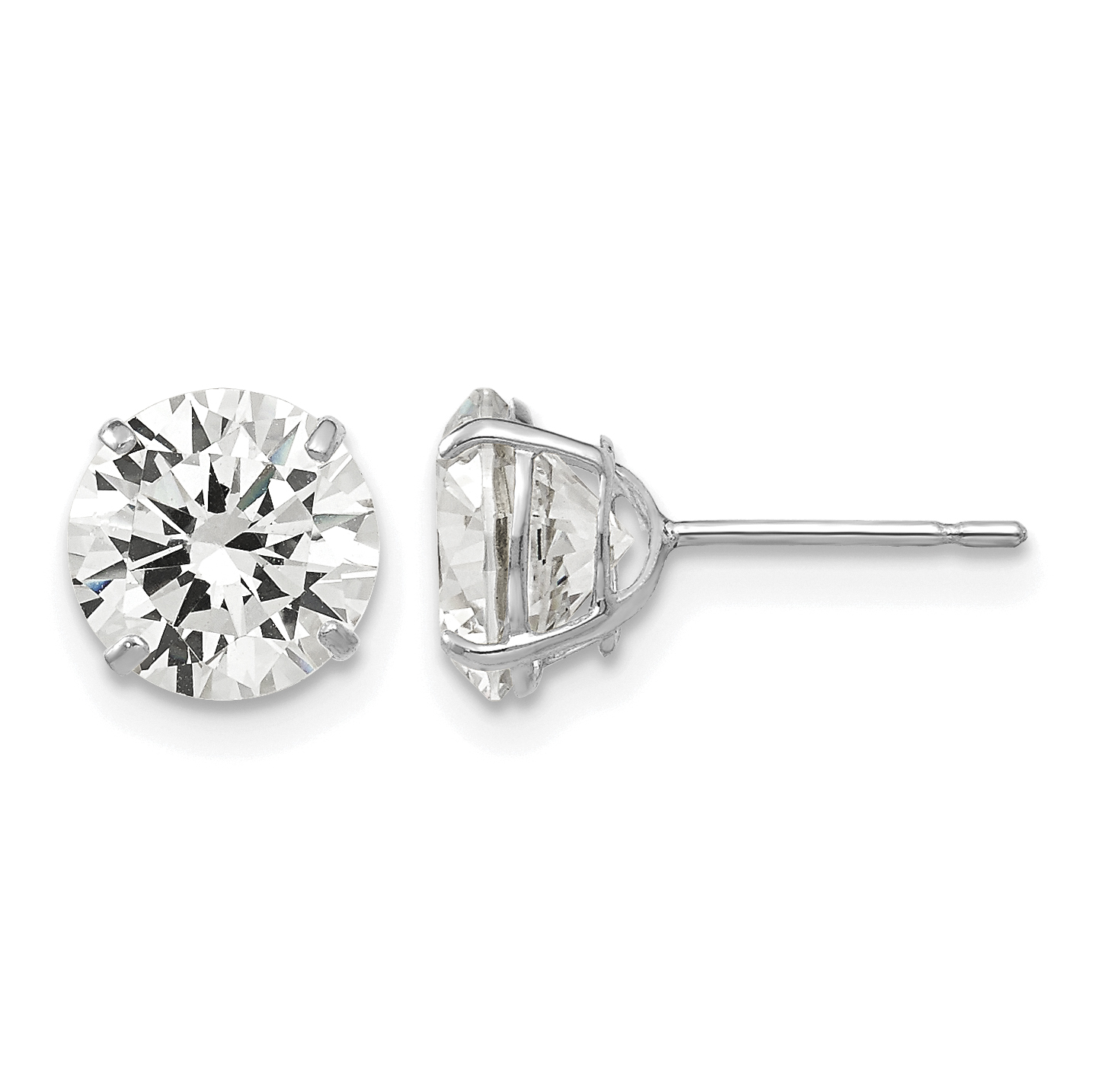 14k White Gold 7mm Round CZ Post Earrings (XD30WCZ)