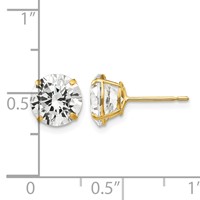 14K 8mm Yellow Gold Round CZ Post Earrings view 4