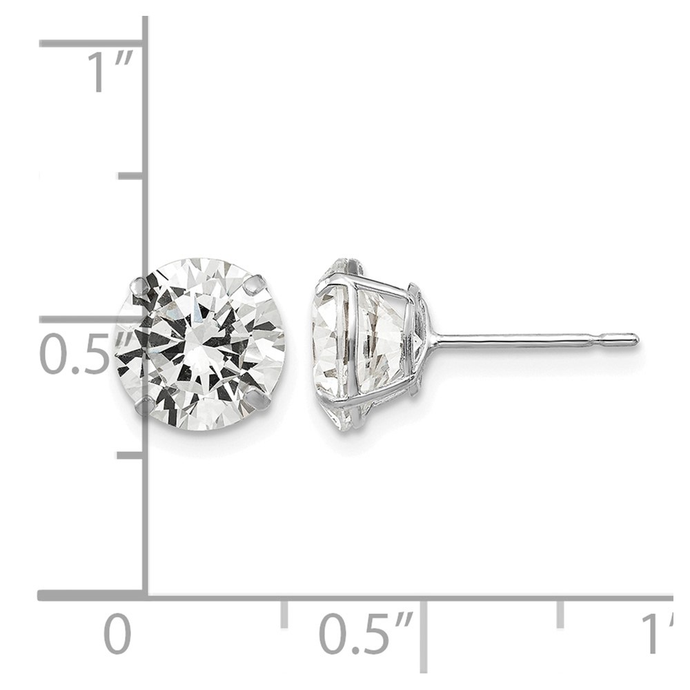 14k White Gold 8mm Round CZ Post Earrings (XD31WCZ)