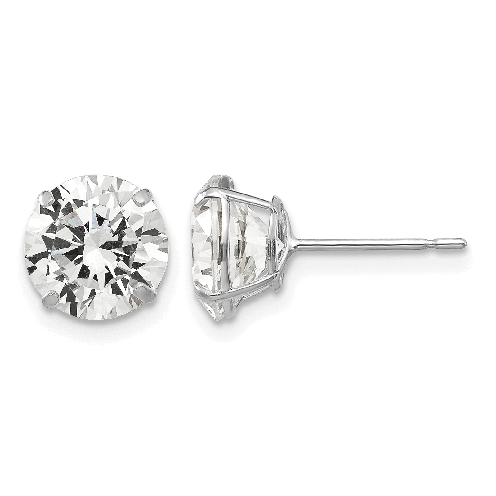 14k White Gold 8mm Round CZ Post Earrings (XD31WCZ)