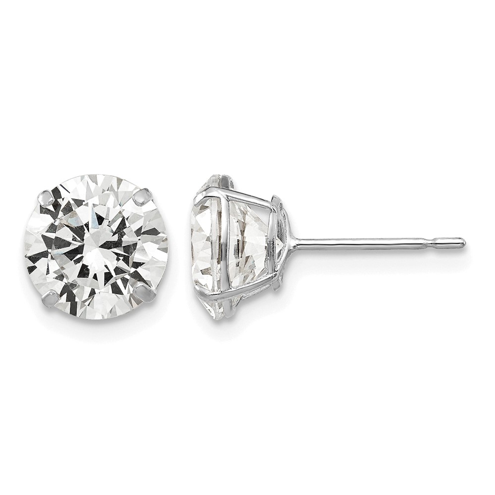 14k White Gold 8mm Round CZ Post Earrings (XD31WCZ)