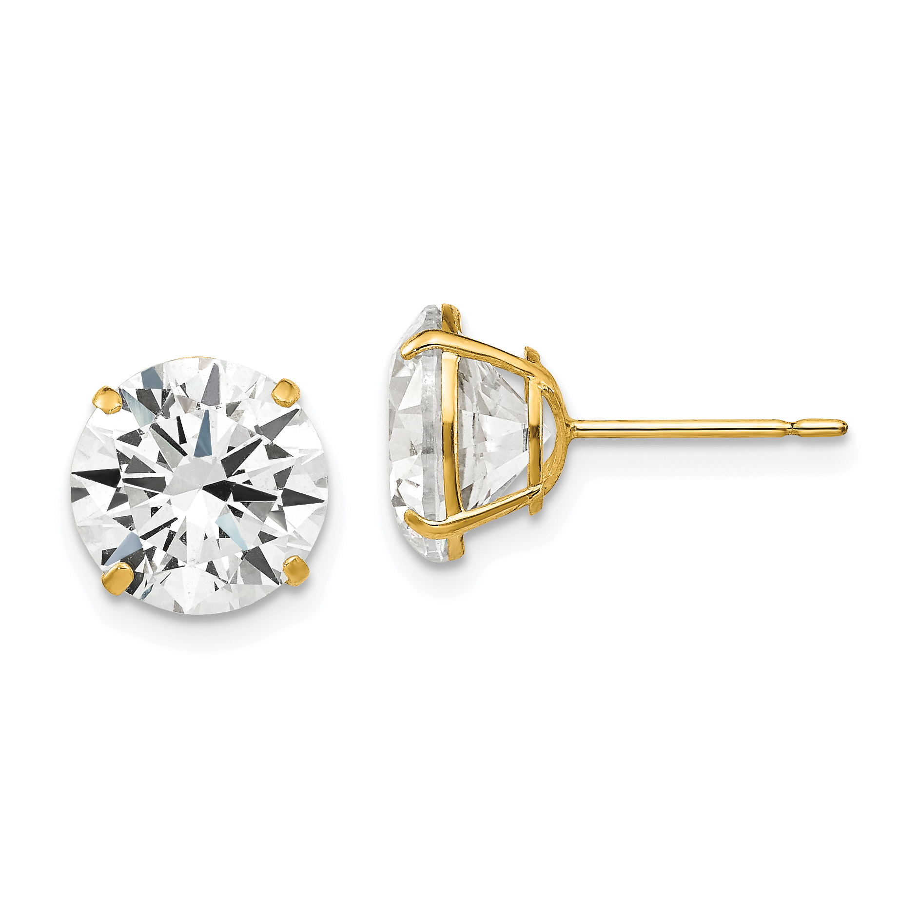 14k 9mm Round CZ Post Earrings (XD32CZ)