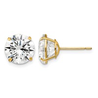 14K 9mm Round CZ Post Earrings view 1