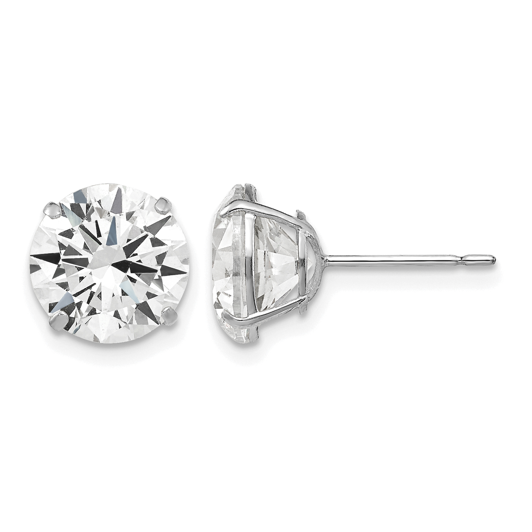 14k White Gold 9mm Round CZ Post Earrings (XD32WCZ)