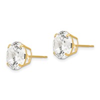 14K 10mm Yellow Gold Round CZ Post Earrings view 2