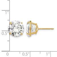 14K 10mm Yellow Gold Round CZ Post Earrings view 4