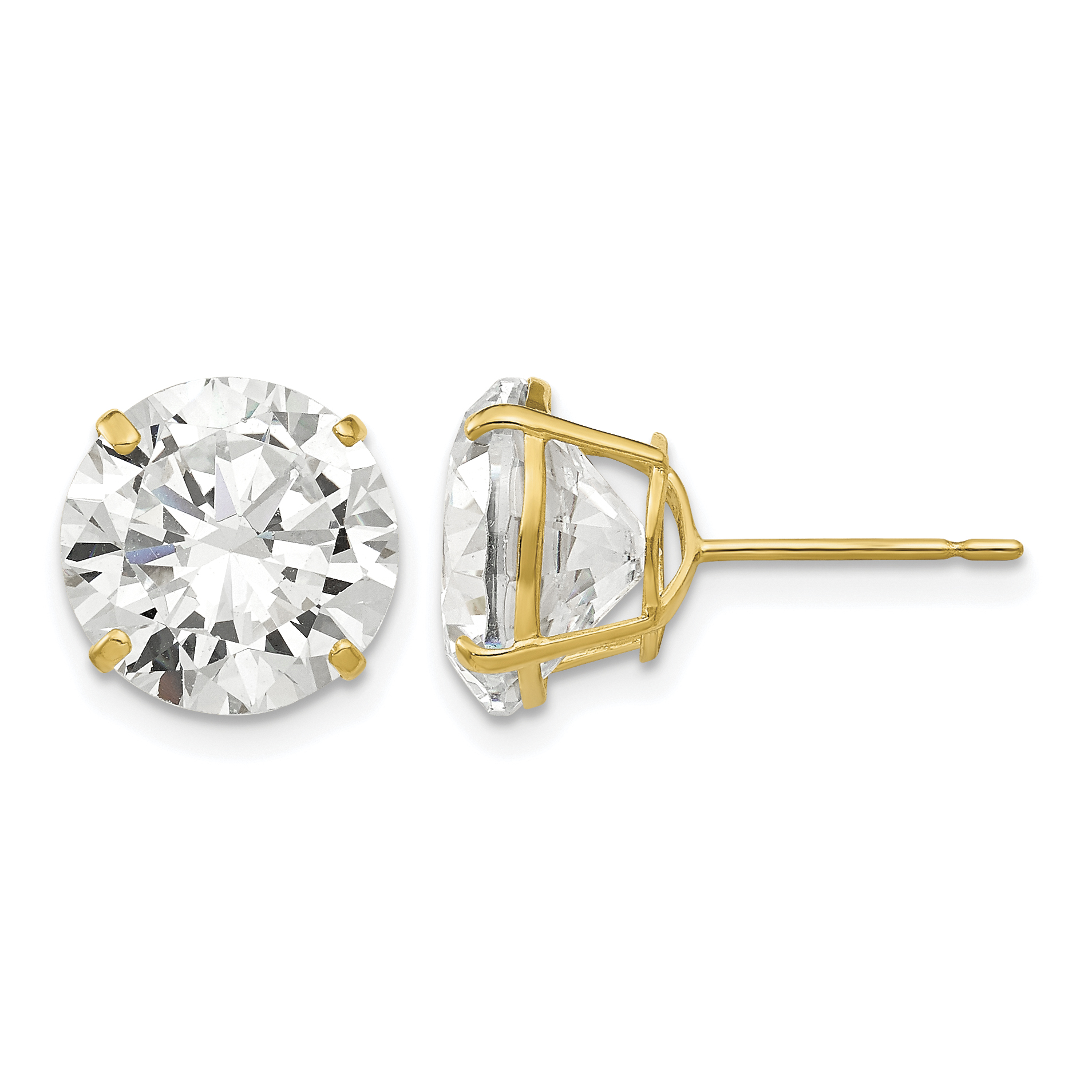 14k 10mm Round CZ Post Earrings (XD33CZ)