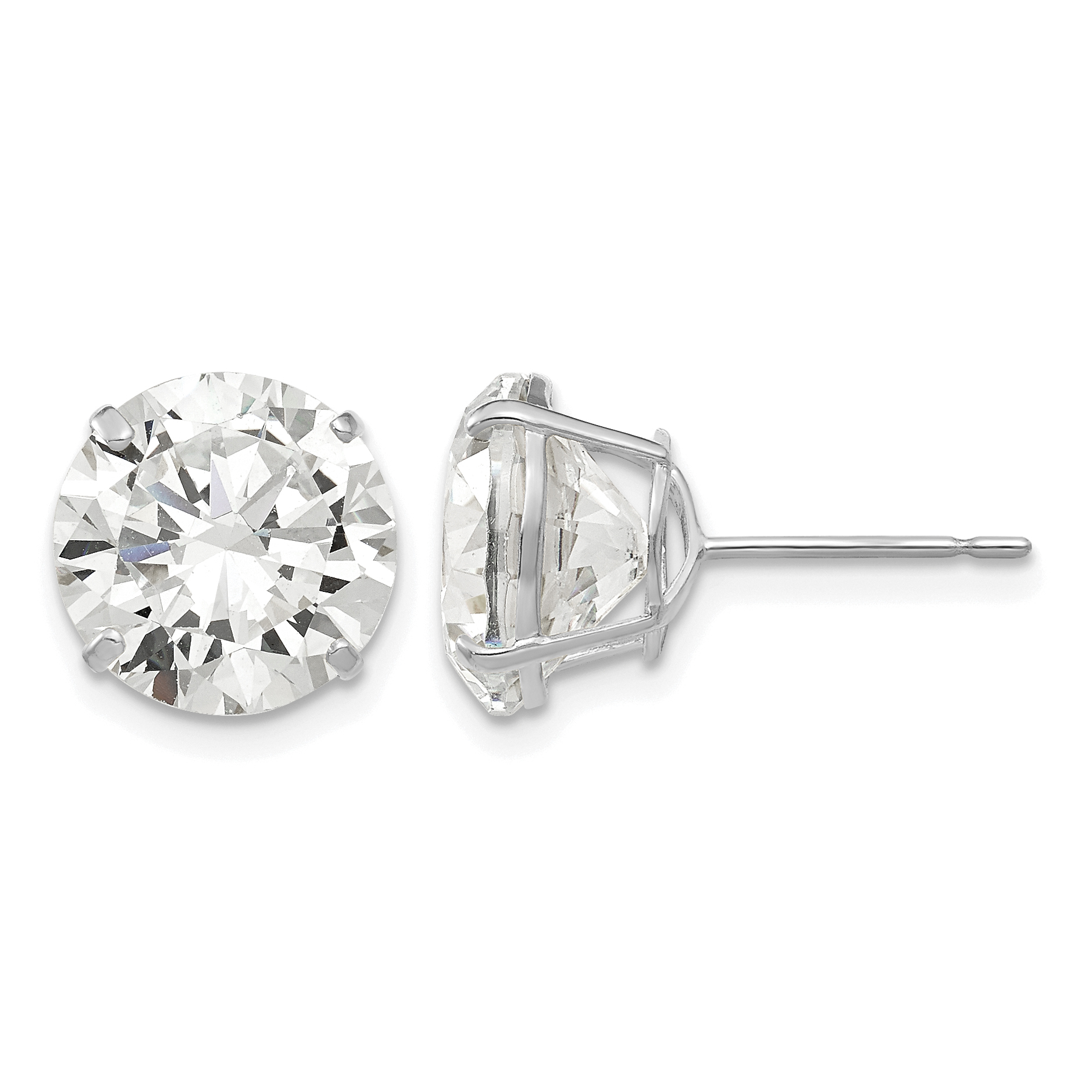 14k White Gold 10mm Round CZ Post Earrings (XD33WCZ)