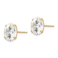 14K 11mm Yellow Gold Round CZ Post Earrings view 2