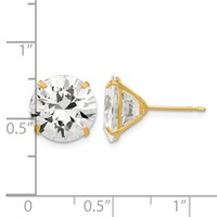 14K 11mm Yellow Gold Round CZ Post Earrings view 4