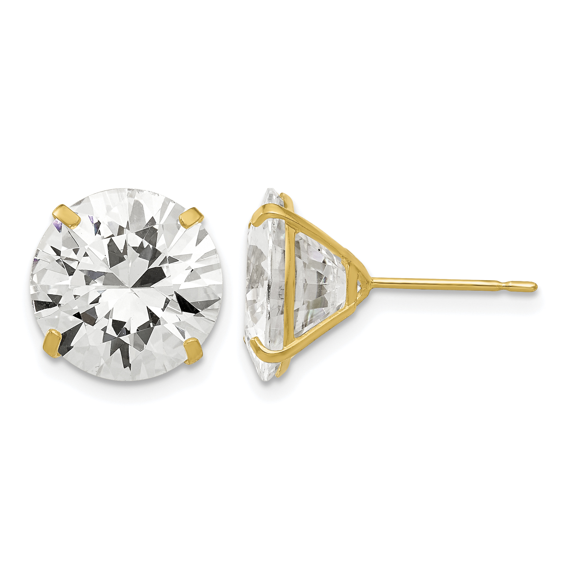 14k 11mm Round CZ Post Earrings (XD34CZ)