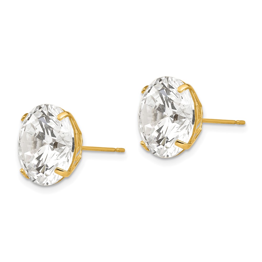14k 12mm Round CZ Post Earrings (XD35CZ)