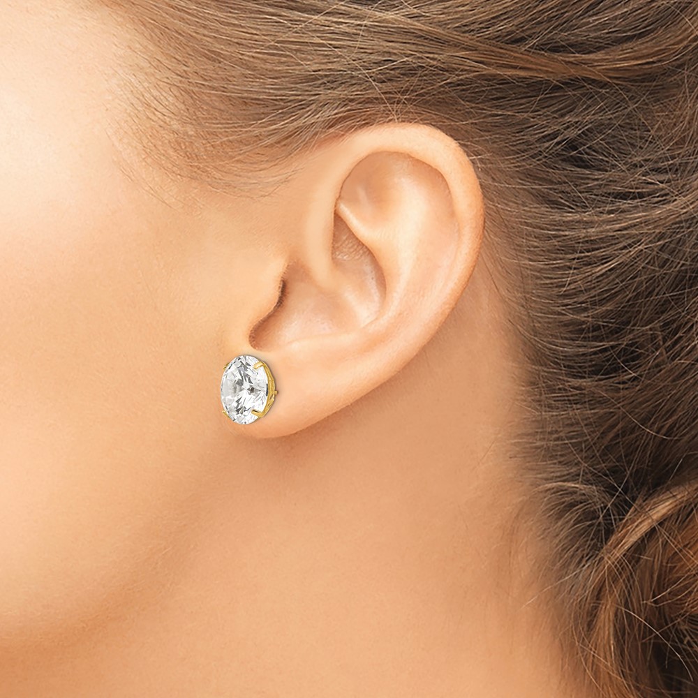 14k 12mm Round CZ Post Earrings (XD35CZ)