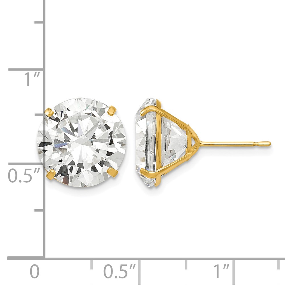 14k 12mm Round CZ Post Earrings (XD35CZ)