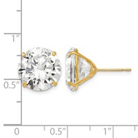 14K 12mm Yellow Gold Round CZ Post Earrings view 4