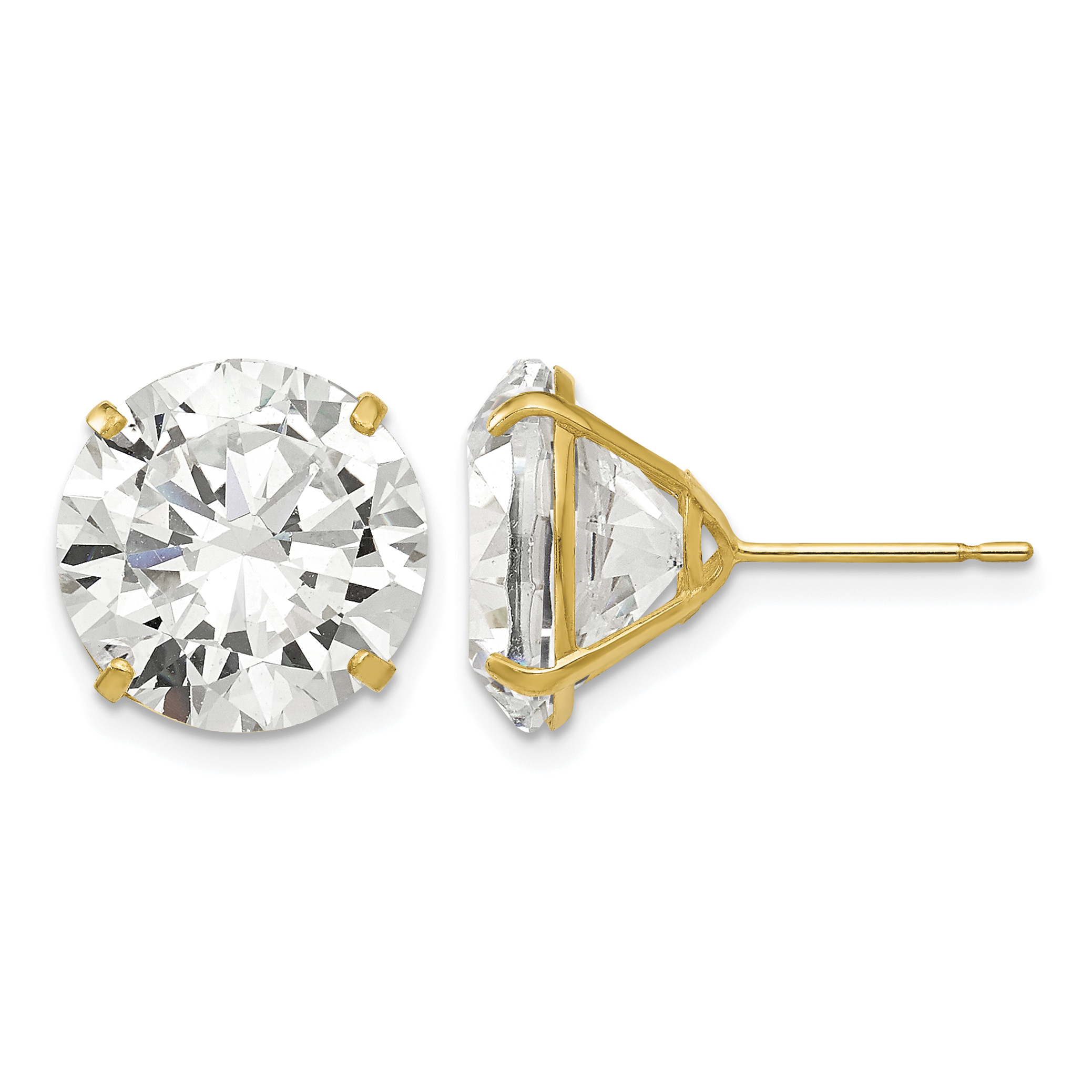 14k 12mm Round CZ Post Earrings (XD35CZ)