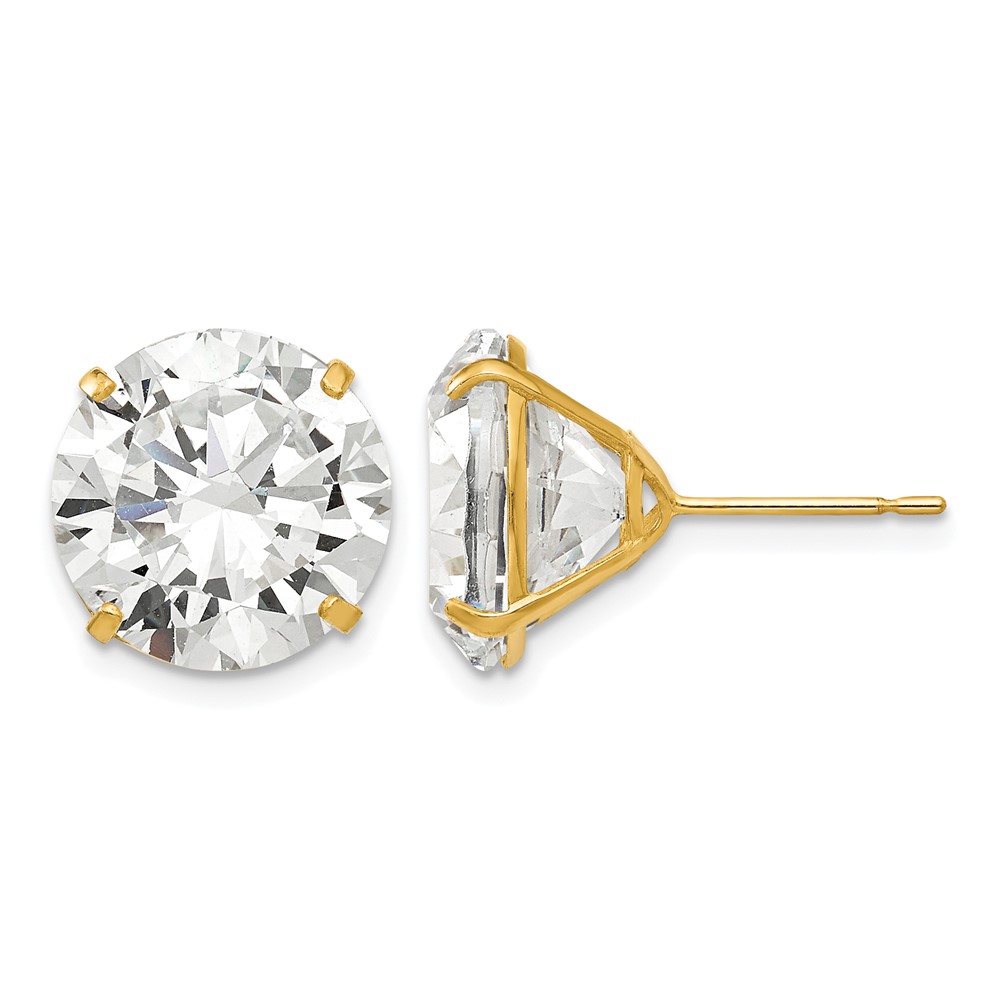 14k 12mm Round CZ Post Earrings (XD35CZ)