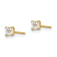 14K 3mm Square CZ Post Earrings view 2