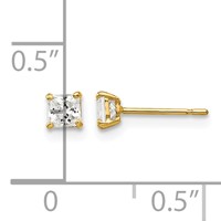14K 3mm Square CZ Post Earrings view 4