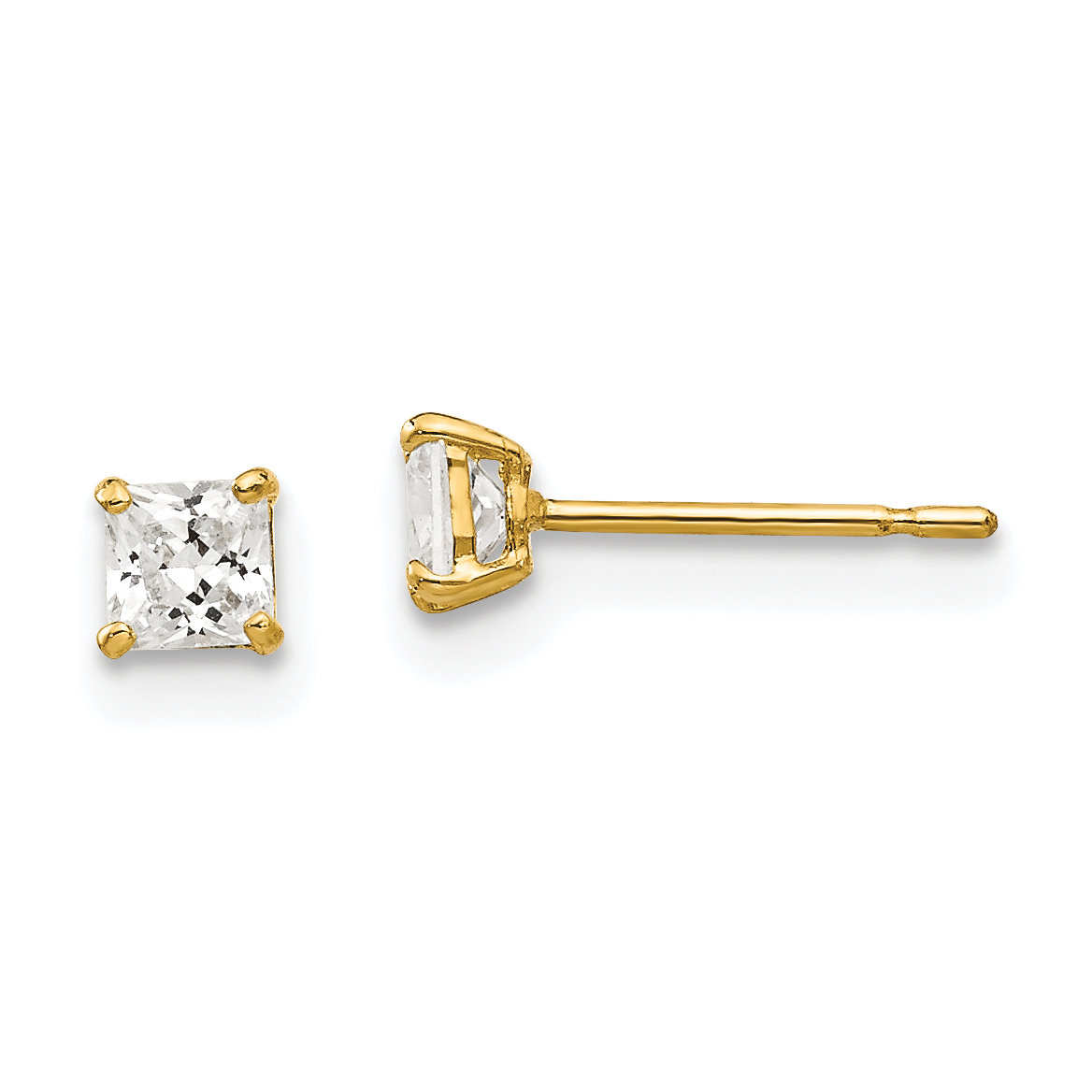 14k 3mm Square CZ Post Earrings (XD36CZ)