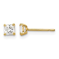 14K 3mm Square CZ Post Earrings view 1