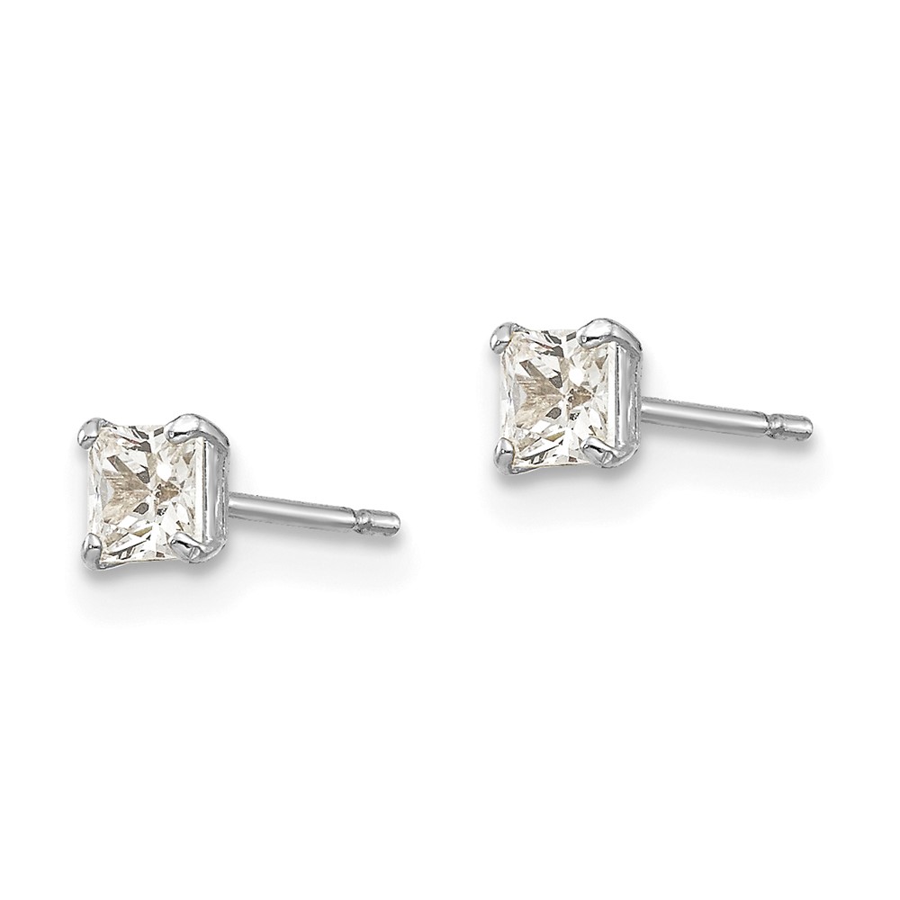 14k White Gold 3mm Square CZ Post Earrings (XD36WCZ)