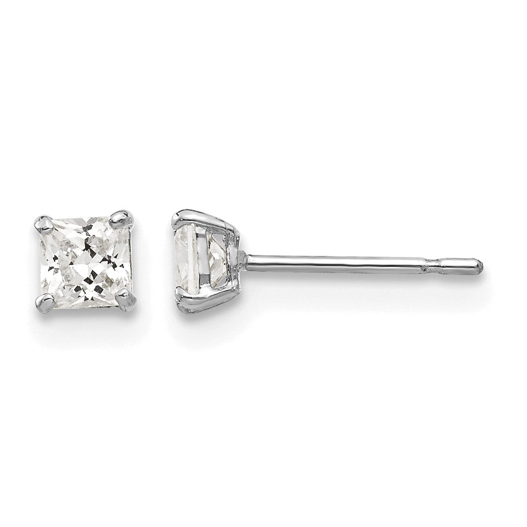 14k White Gold 3mm Square CZ Post Earrings (XD36WCZ)