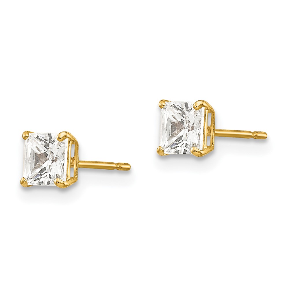14k 4mm Square CZ Post Earrings (XD37CZ)