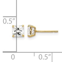 14K 4mm Yellow Gold Square CZ Post Earrings view 4