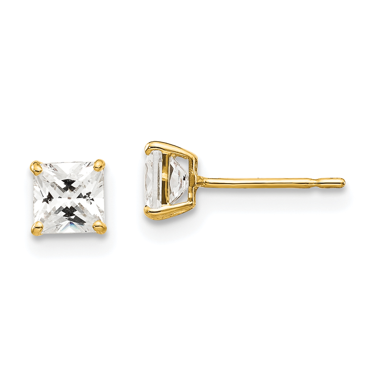 14k 4mm Square CZ Post Earrings (XD37CZ)