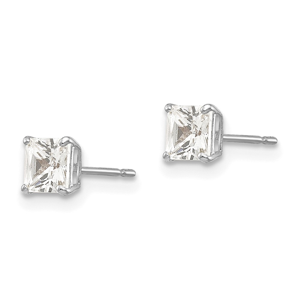 14k White Gold 4mm Square CZ Post Earrings (XD37WCZ)