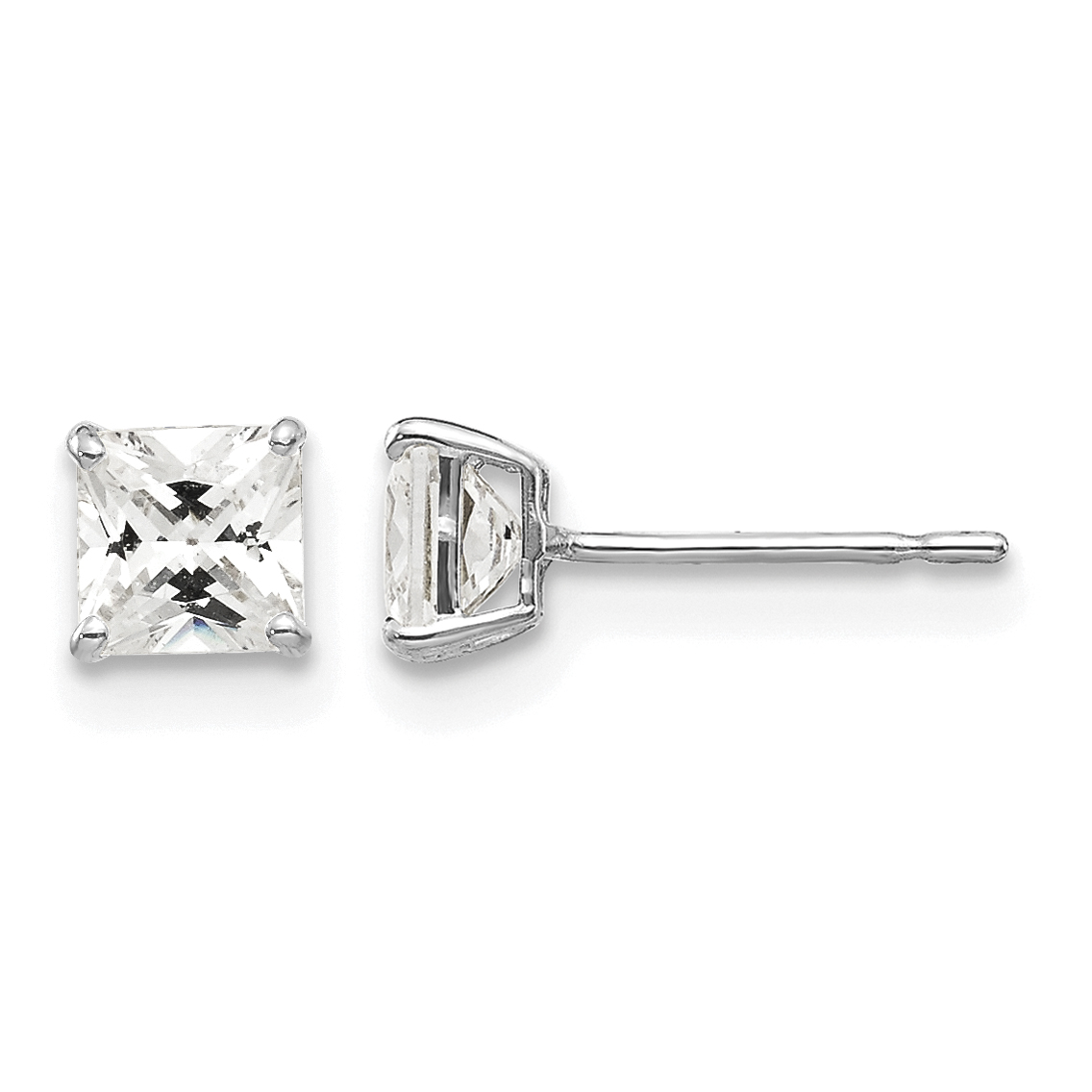 14k White Gold 4mm Square CZ Post Earrings (XD37WCZ)