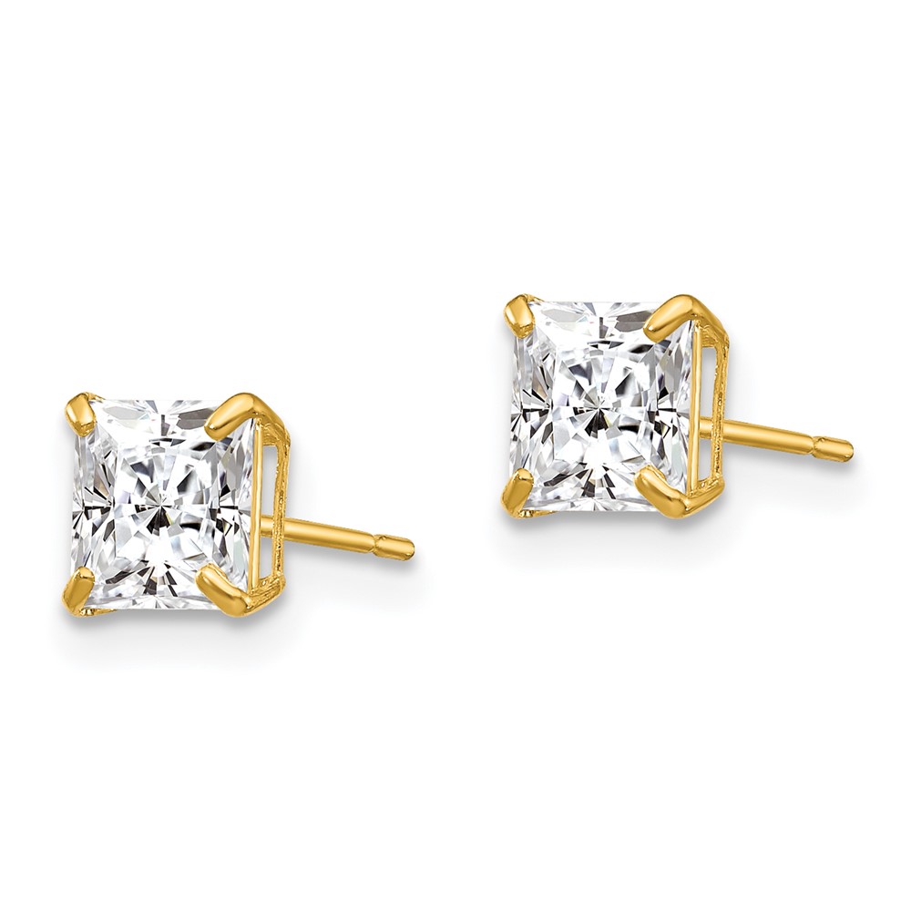 14k 5mm Square CZ Post Earrings (XD38CZ)