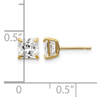 14K 5mm Square CZ Post Earrings view 4