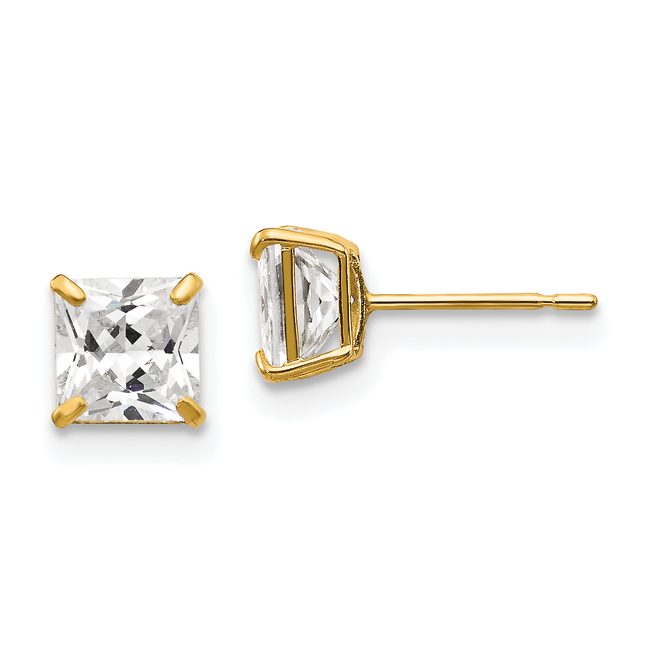14k 5mm Square CZ Post Earrings (XD38CZ)