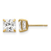 14K 5mm Square CZ Post Earrings view 1
