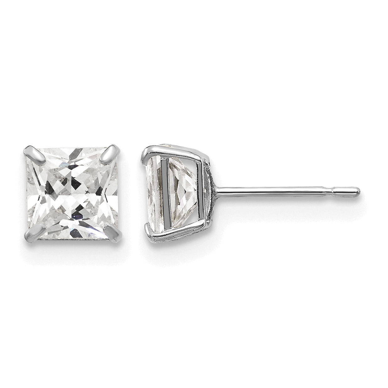 14k White Gold 5mm Square CZ Post Earrings (XD38WCZ)