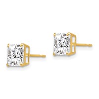 14K 6mm Square CZ Post Earrings view 2