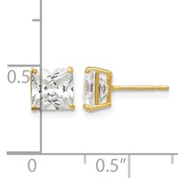 14K 6mm Square CZ Post Earrings view 4