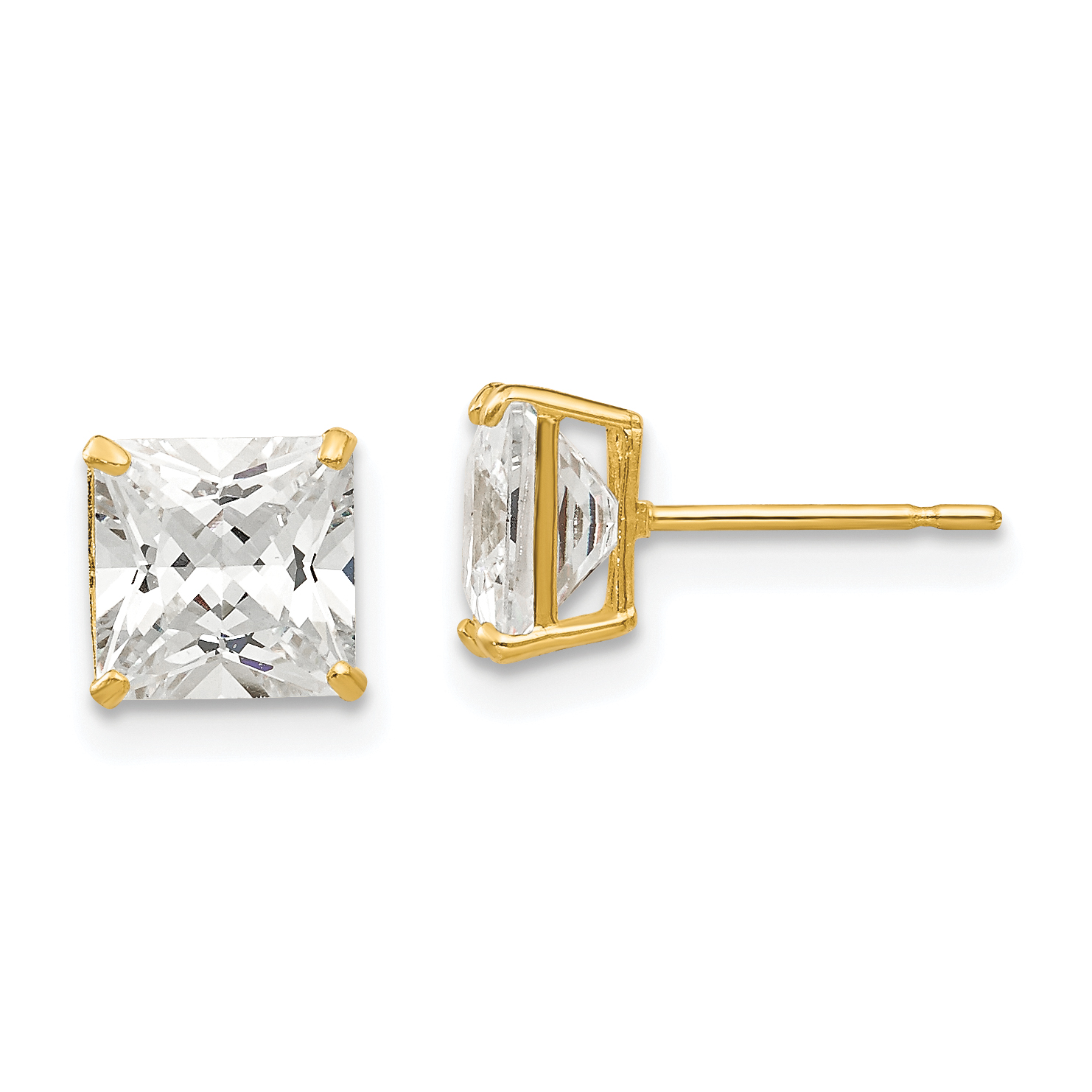 14k 6mm Square CZ Post Earrings (XD39CZ)