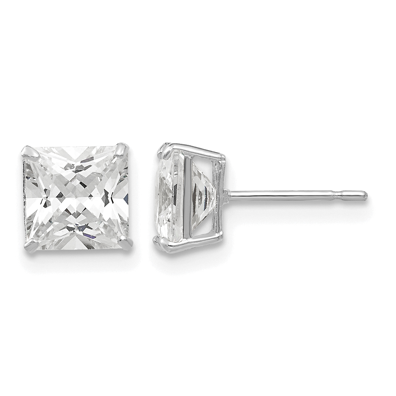 14k White Gold 6mm Square CZ Post Earrings (XD39WCZ)