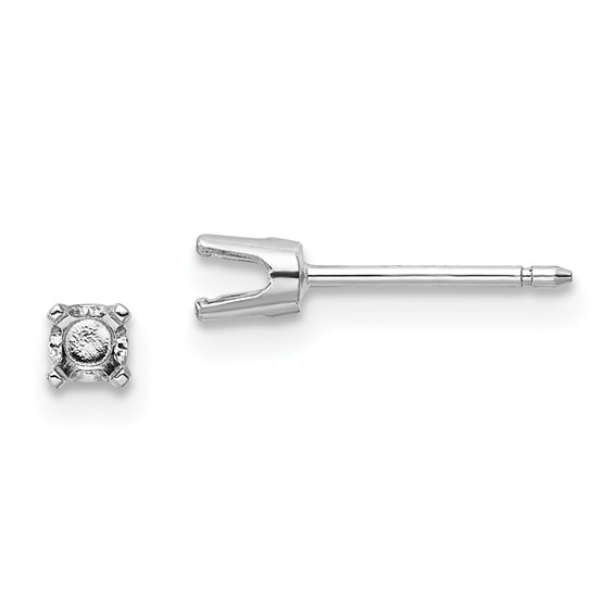 14k White Gold 3mm Round Stud Earring Mounting w/backs